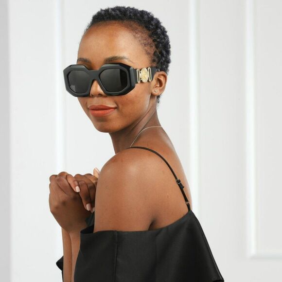 NEW Versace VE4424U GB1/87 MEDUSA BIGGIE Black Irregular Oversize Sunglasses - Picture 5 of 13